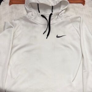 Nike Men's Dri-Fit White Hoodie with Black Accents XXL